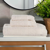 Rolla Cotton Geometric Jacquard Plush Soft Absorbent 3 Piece Towel Set